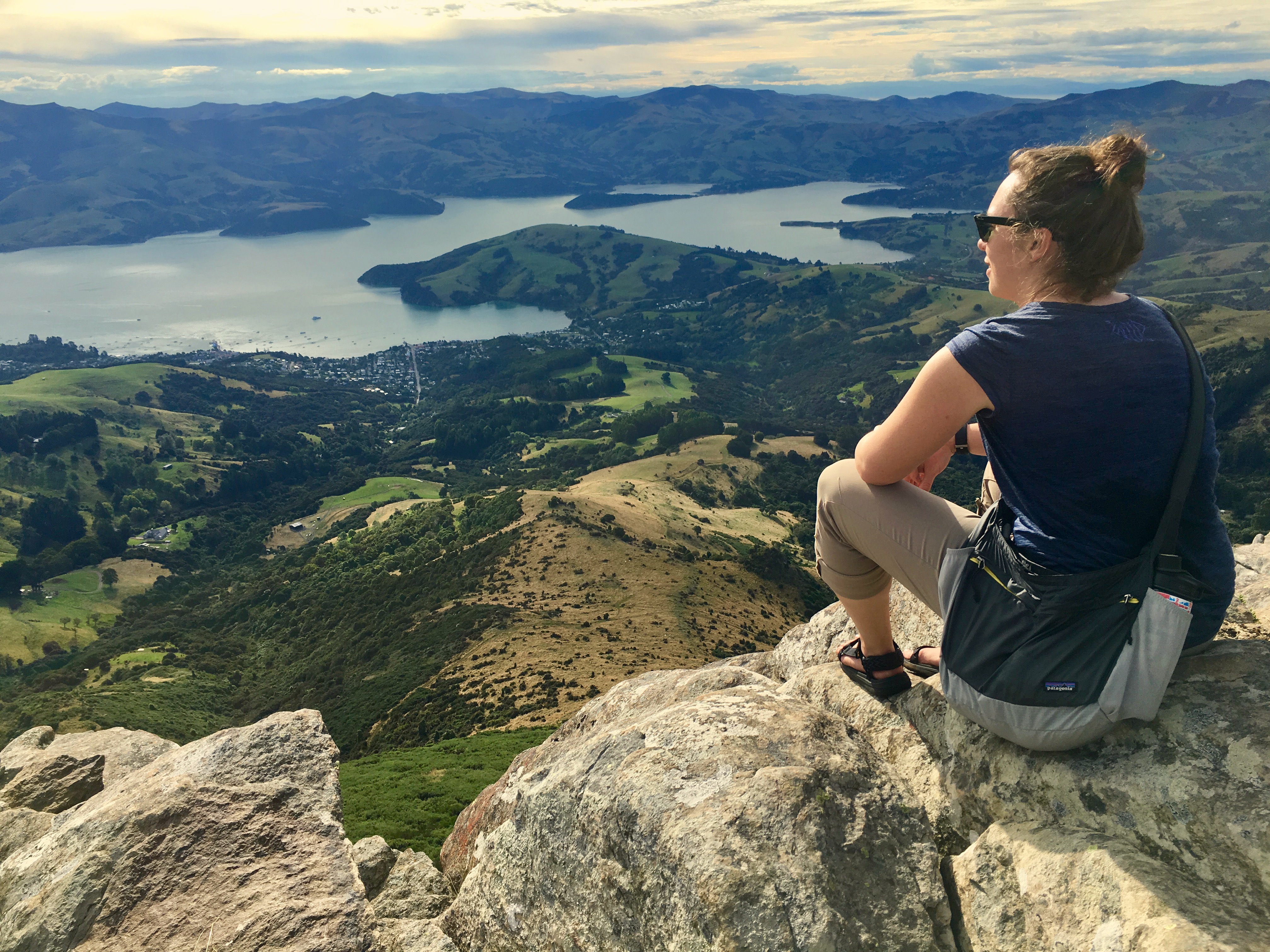 Sitting on the ridgeline over Lyttleton, New Zealand
